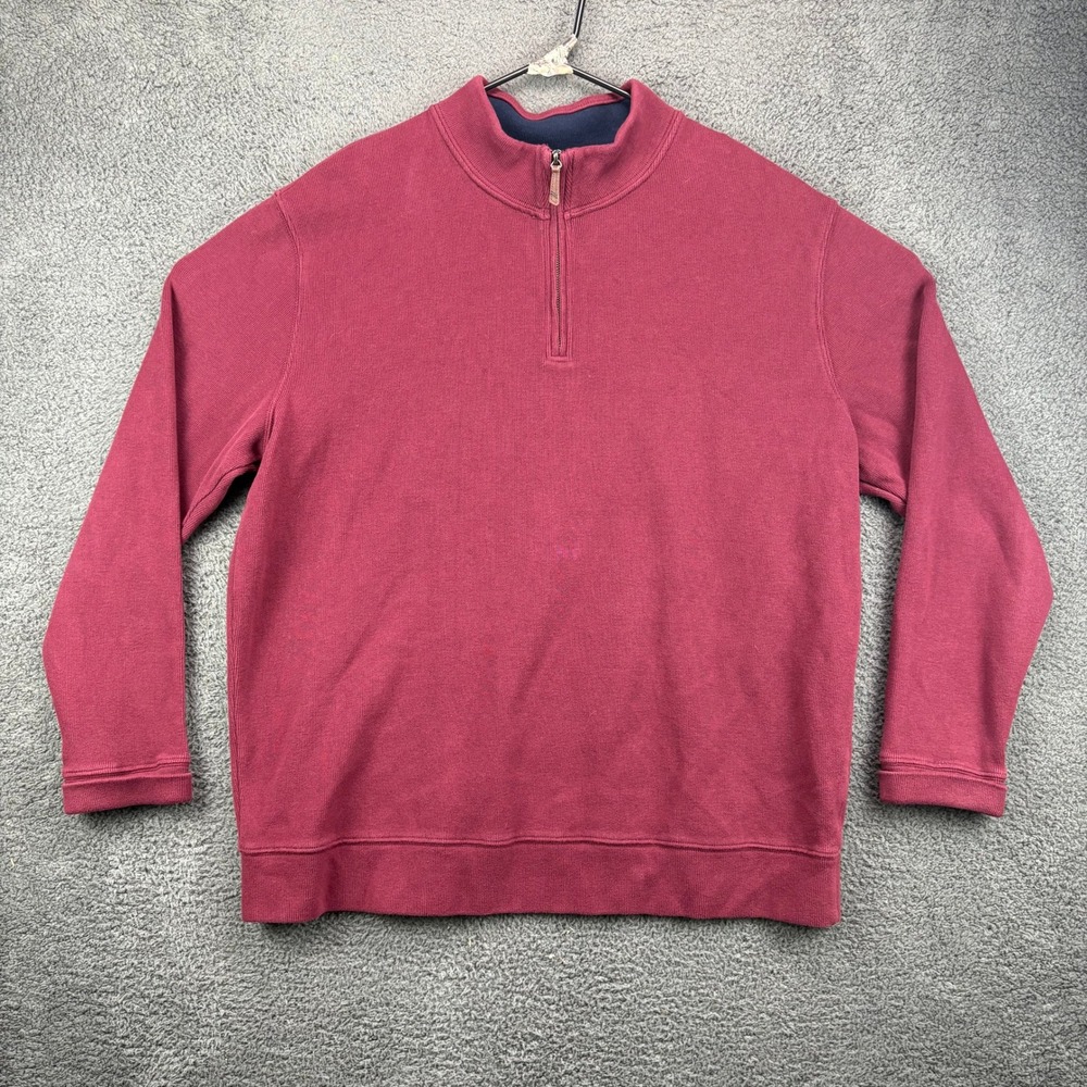 Lands End Mens Burgundy 1/4 Zip Pullover Sweatshirt Sweater XXL 50-52 Cotton